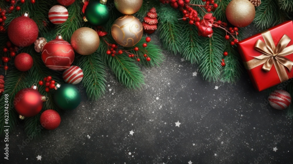 Christmas or New Year background. Christmas and new year holidays concept. Generative AI Christmas or New Year background. Christmas and new year holidays concept. Generative AI