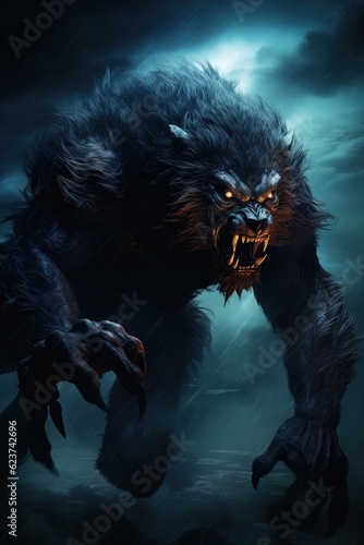 A savage werewolf attacks. Great for fantasy, DnD, RPG, TTRPG, horror and more. 