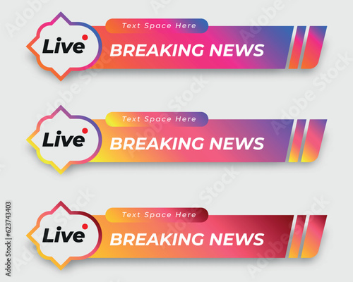 tv news bar. bars newspaper. social media bars. Television broadcast media title banner. title bar