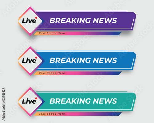 tv news bar. bars newspaper. social media bars. Television broadcast media title banner. title bar