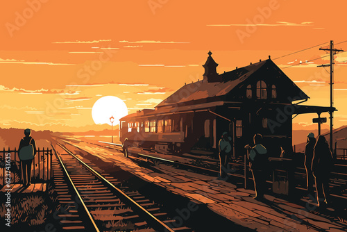 Railway station with modern train