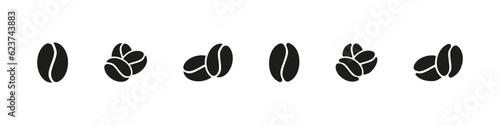 Coffee bean icon. Coffee seed sign set. Caffeine vector symbol isolated on white background. Arabic roasted icon.