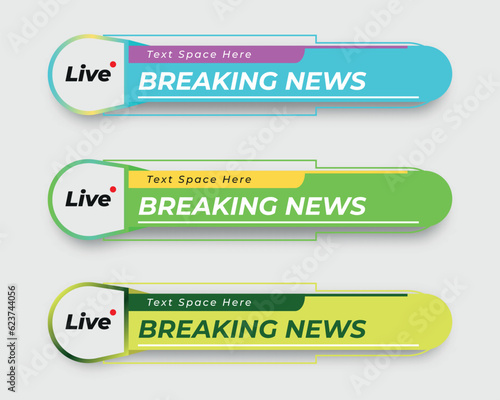 tv news bar. bars newspaper. social media bars. Television broadcast media title banner. title bar