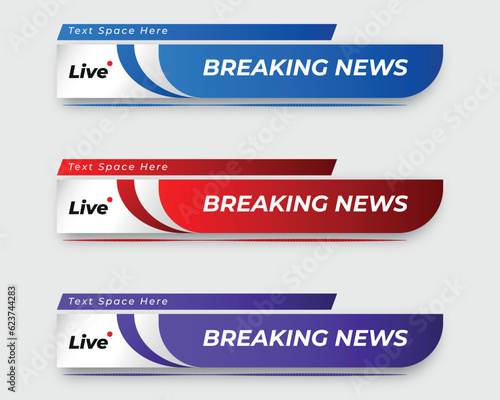 tv news bar. bars newspaper. social media bars. Television broadcast media title banner. title bar