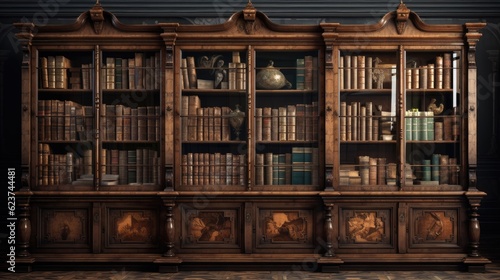 Antique library full of books, AI generated Image