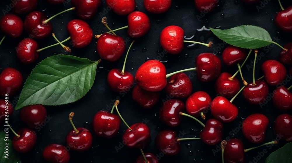 cherries flat lay cherries flat lay