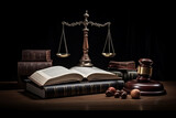 天秤と法律に関する書物のイメージ：AI生成画像