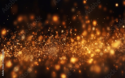Abstract background with gold bokeh effect. christmas. sparkling magical dust particles. magic