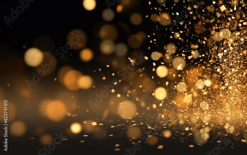 Abstract background with gold bokeh effect. christmas. sparkling magical dust particles. magic