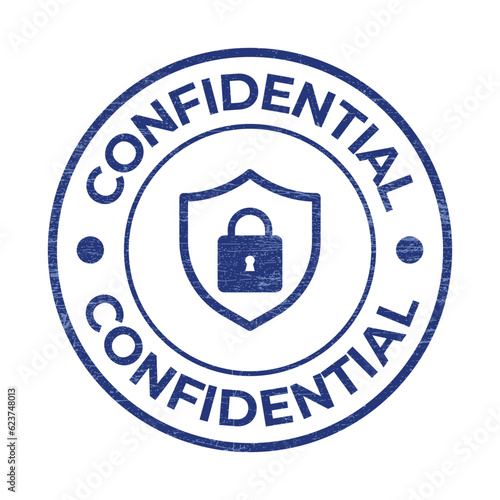 Confidential Rubber Stamp, Confidential Seal, Confidential Badge, Top Secret Vector, Confidential Icon, Vector Illustration With Grunge Texture