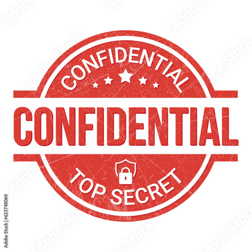 Confidential Rubber Stamp, Confidential Seal, Confidential Badge, Top Secret Vector, Confidential Icon, Vector Illustration With Grunge Texture