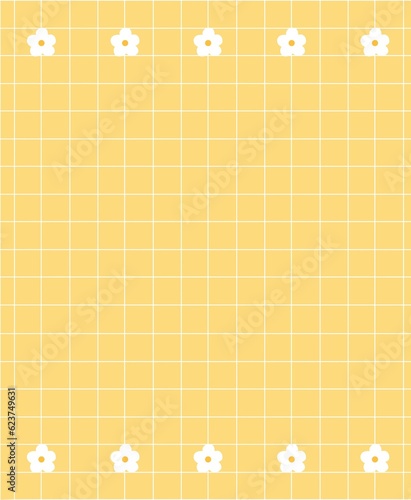 Flower and Checkered pattern on yellow background