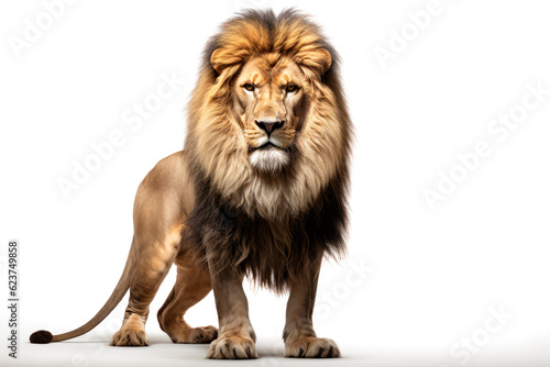 Lion standing  looking at camera.AI generated.