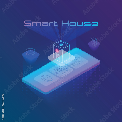 Smart home application. Vector illustration.Vector background. Smart House