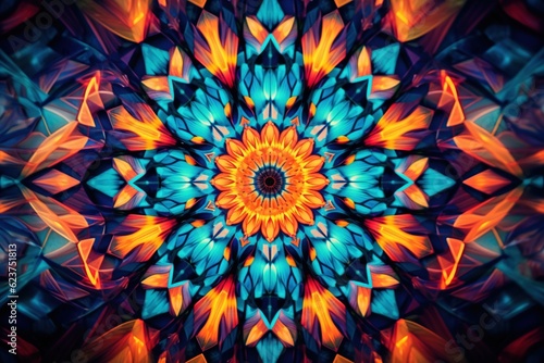 Macro shot of a vividly colored kaleidoscope pattern photo
