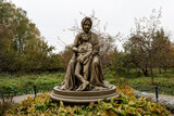 Monument to Alexander Pushkin's grandmother Maria Alekseevna Hannibal, holding little Pushkin in her arms. Zakharovo Manor, Moscow region, Russia