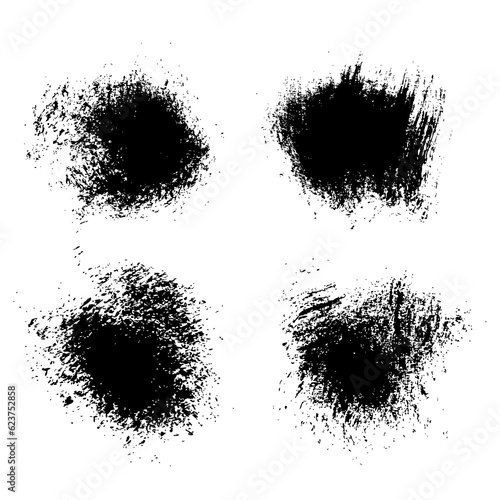 Abstract  black strokes- backgrounds painted by dry brush isolated on a white background
