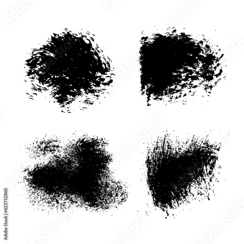 Abstract  black vector strokes- backgrounds painted by dry brush isolated on a white background