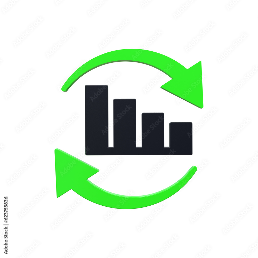 GROWTH STOCK CHART UP WITH COINS investing icon 3D Rrender icon GROWTH STOCK CHART UP WITH COINS investing icon 3D Rrender icon