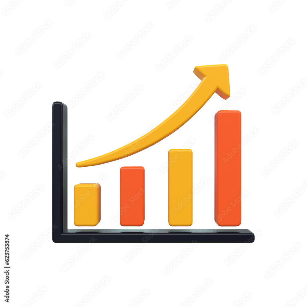 GROWTH STOCK CHART UP WITH COINS investing icon 3D Rrender icon GROWTH STOCK CHART UP WITH COINS investing icon 3D Rrender icon