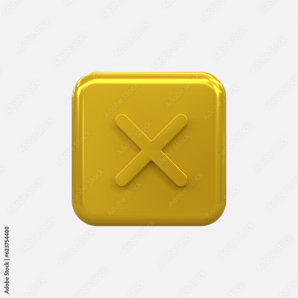 Obraz premium3D rejected sign Cross Check mark. Cross sign can be used as symbols of wrong