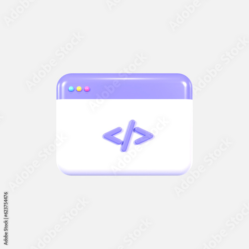 coding icon or logo isolated sign symbol Programming code product development icon 3D render
