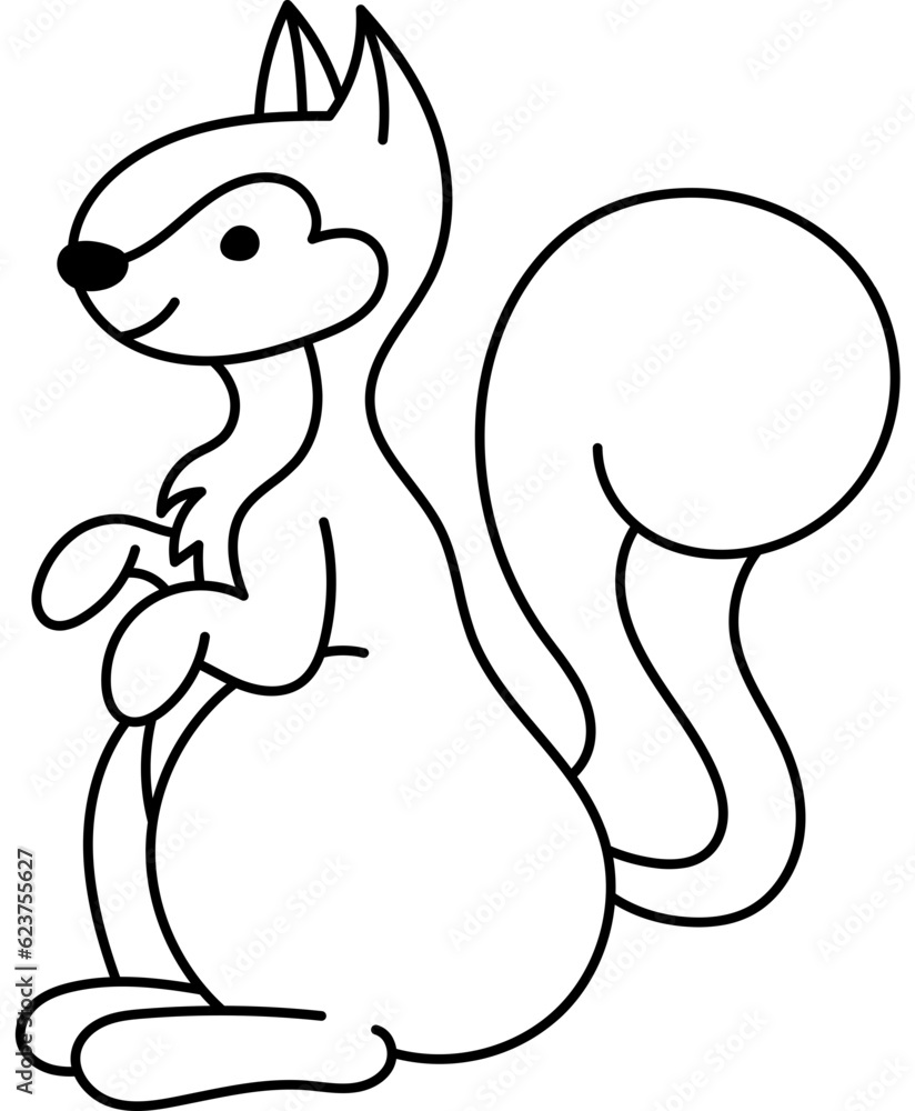 Squirrel Cute Character Coloring page Squirrel Cute Character Coloring page