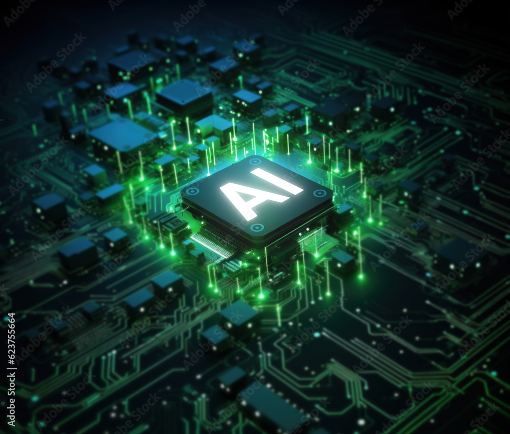 Close-up of electronic circuit board. Technology and science background., Generative AI illustration Close-up of electronic circuit board. Technology and science background., Generative AI illustration