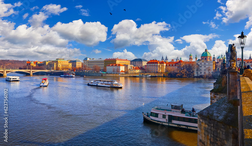 Old town of Prague, Czech Republic over river Vltava with