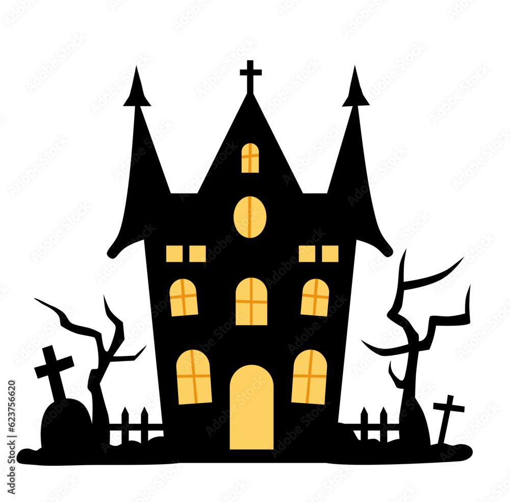 Halloween haunted house castle silhouette