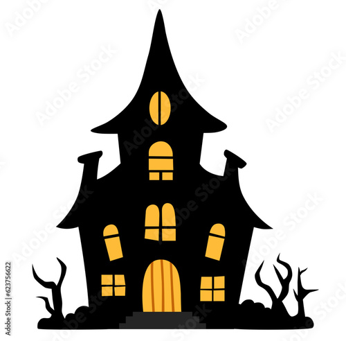 Halloween haunted house castle silhouette