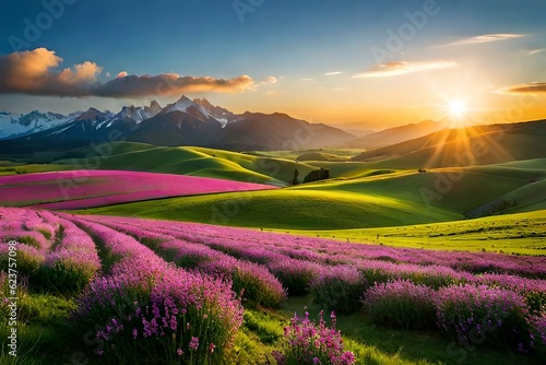 lavender field in region generated Ai.
