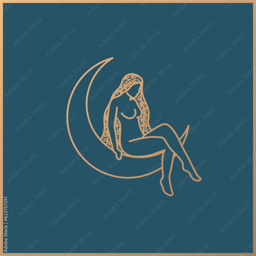 Celestial Woman logo design, feminine, boho woman Celestial Woman logo design, feminine, boho woman