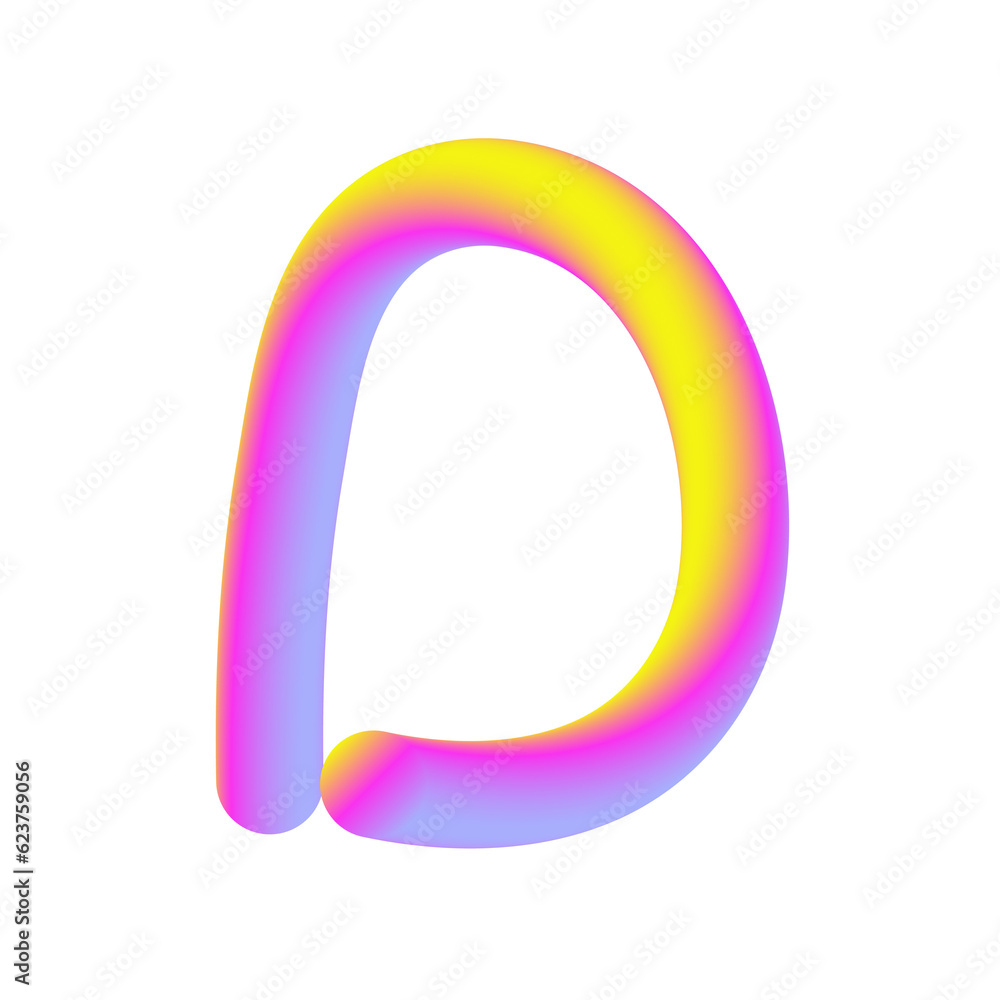 Yellow Pink Candy Letter D. 3D Render. Cut Out. Yellow Pink Candy Letter D. 3D Render. Cut Out.