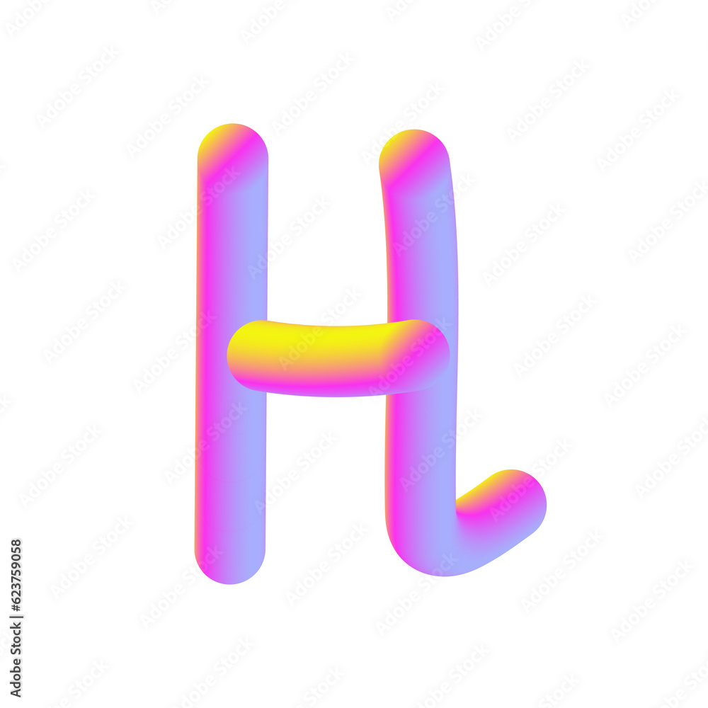 Yellow Pink Candy Letter H. 3D Render. Cut Out. Yellow Pink Candy Letter H. 3D Render. Cut Out.
