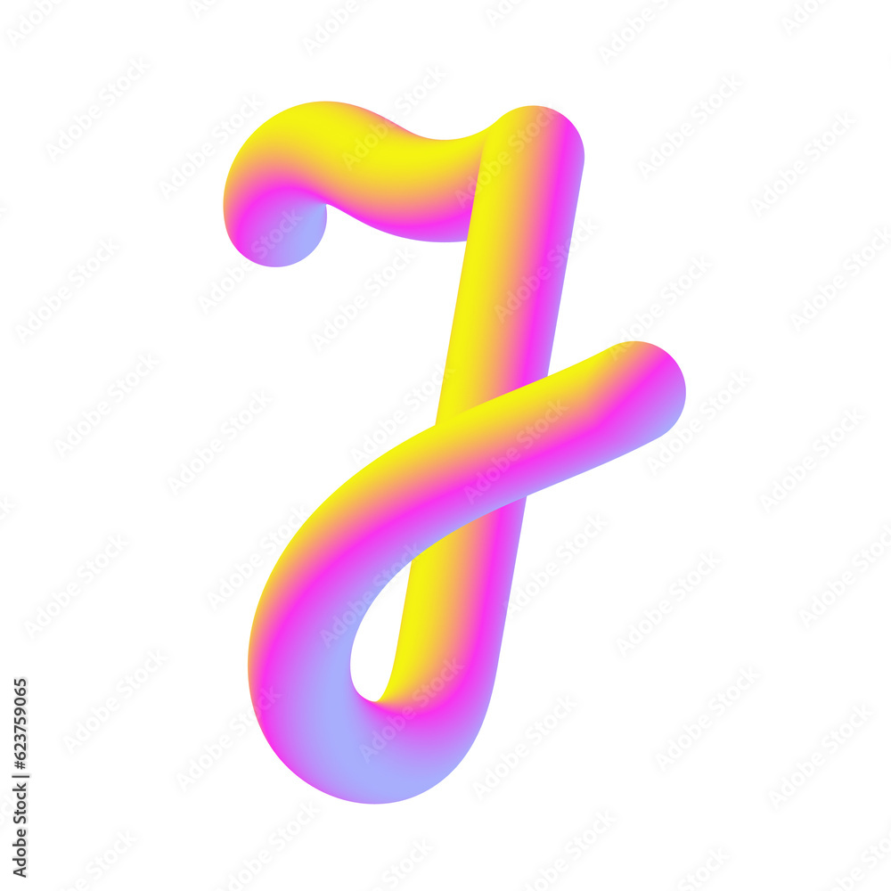 Yellow Pink Candy Letter J. 3D Render. Cut Out. Yellow Pink Candy Letter J. 3D Render. Cut Out.