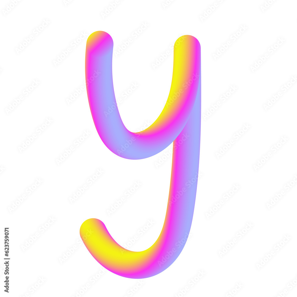 Yellow Pink Candy Letter Y. 3D Render. Cut Out. Yellow Pink Candy Letter Y. 3D Render. Cut Out.