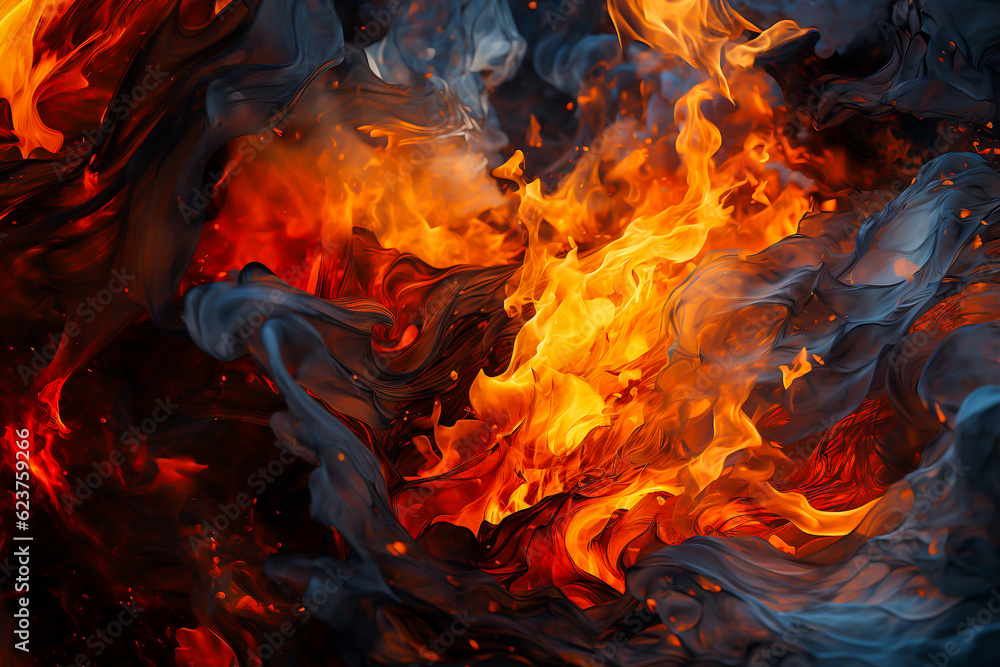 burning flames, fire and sparks wallpaper. AI fire texture background