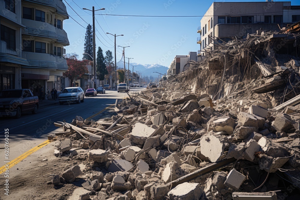 Powerful earthquake, showcasing the devastating impact of seismic forces on structures and environments