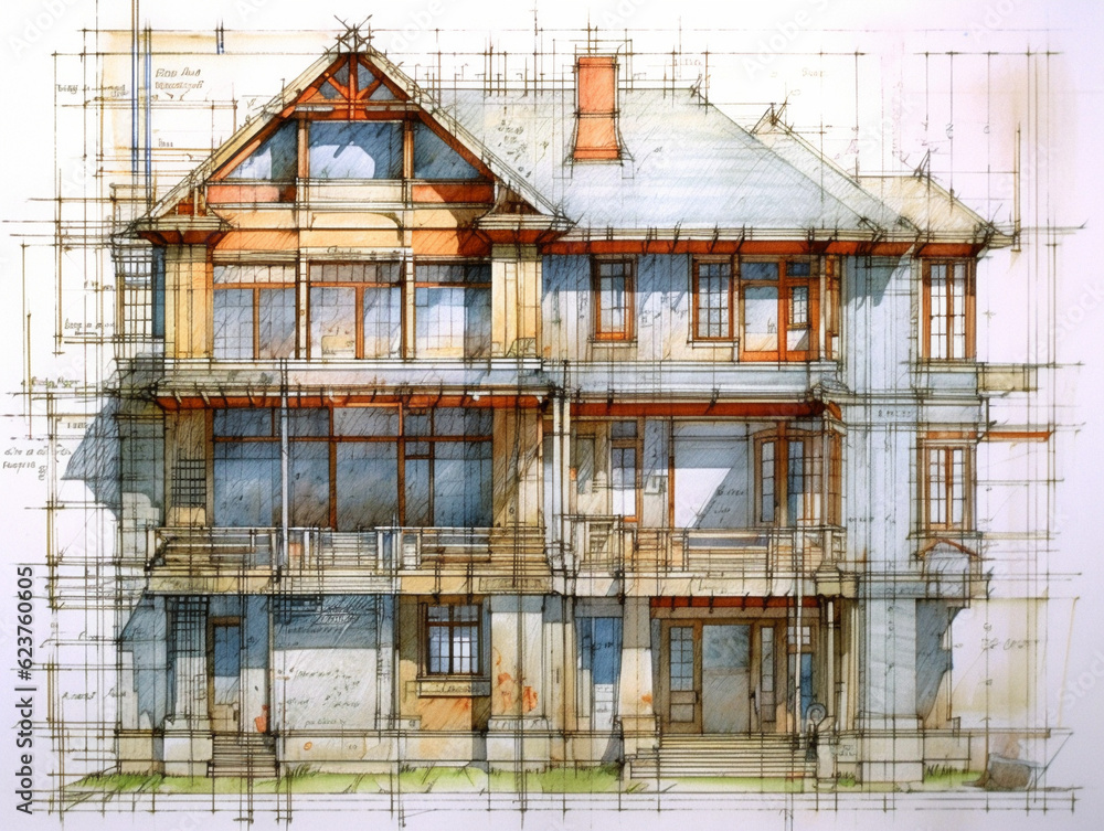 the project of the house according to the drawing, AI Generation the project of the house according to the drawing, AI Generation