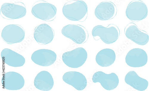 かわいい抽象的なゆるゆるフレーム　水・雫・雨・青フレーム　　Set of cute abstract shapes.Vector loose frame.　vector water frame set.