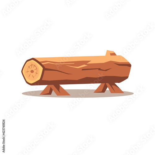 Cartoon tree trunk vector image, wood log design element