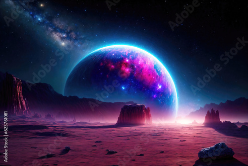 Alien planet landscape, 3d ...