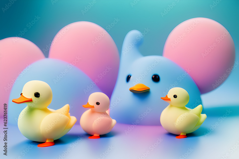 a concert of the cute duck family. Generative AI
