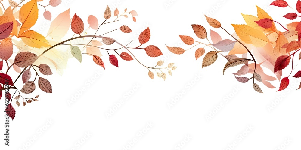  Border of Delicate Autumn Leaves - Embracing the Beauty of the Season - Graceful and Nature-Inspired Ambiance -   Generative AI Digital Illustration