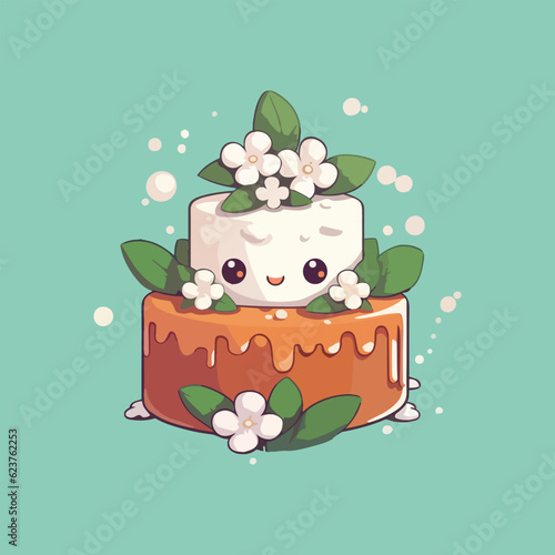 easter cake with eggs and flowers