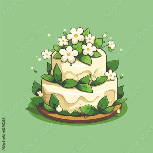 easter cake with eggs and flowers