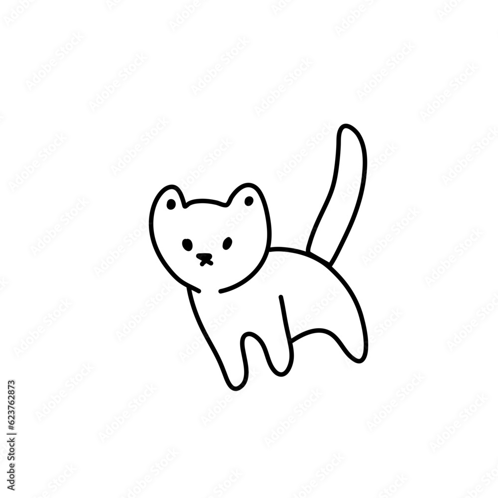 Doodle cartoon cat . Vector contour illustration for prints, clothing, packaging, stickers. Doodle cartoon cat . Vector contour illustration for prints, clothing, packaging, stickers.