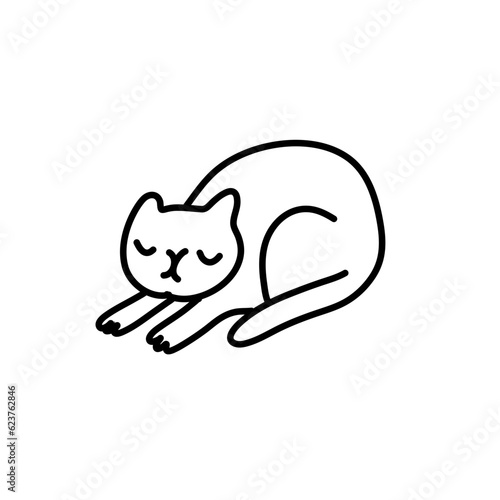 Doodle cartoon cat . Vector contour illustration for prints, clothing, packaging, stickers.