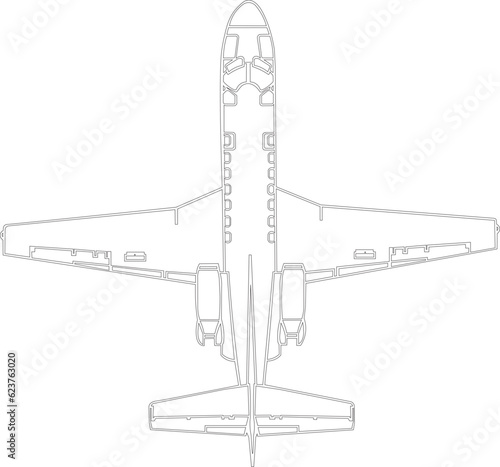Top view illustration of airplane Citation Bravo